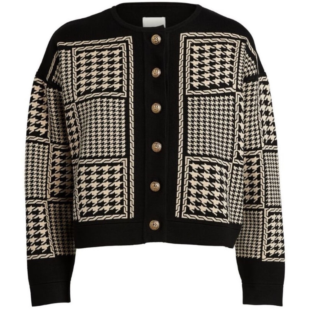 Sandro Jules Houndstooth Cropped Cardigan - Picture 3 of 5